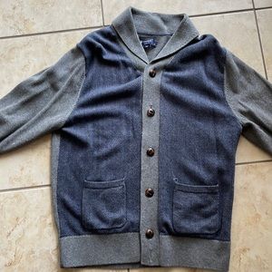 Cremieux - blue/gray - cotton/cashmere cardigan - size L
